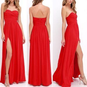 NWT Lulu's Moonlight Serenade Maxi Dress Gown in Red